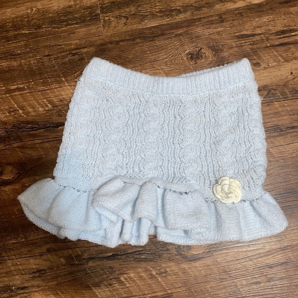 Kimchi Blue UO Light Blue Knit Mini Rosette Skirt Small Y2K